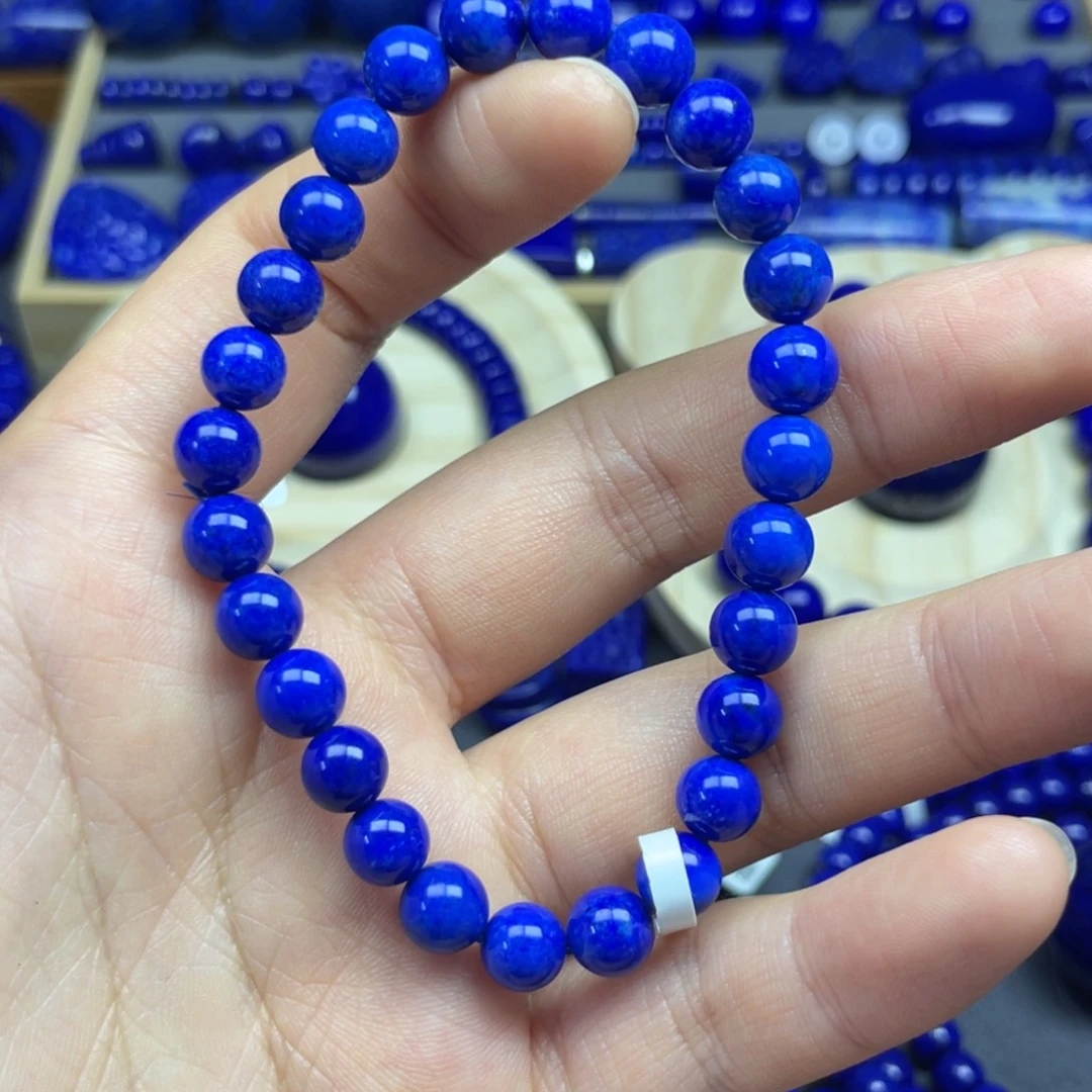 青金石未镶嵌圆珠手串7+