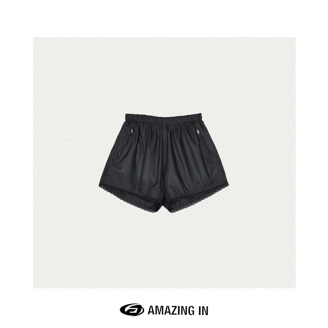 AMAZING IN | 蕾丝装饰 | 时髦运动休闲短裤女 A250303-MS-37404