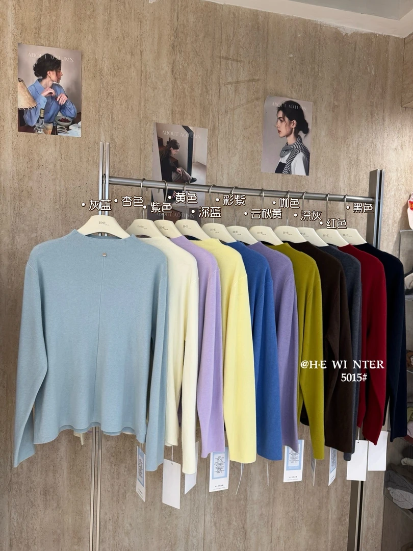 HE#5015#针织半高领长袖上衣 FL