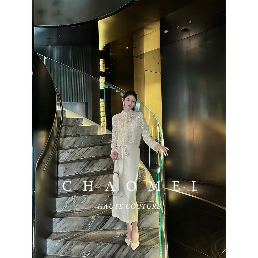 冯(CHAOMEI【月柔】新中式中国风女装国潮风高端女装100棉上衣+半裙