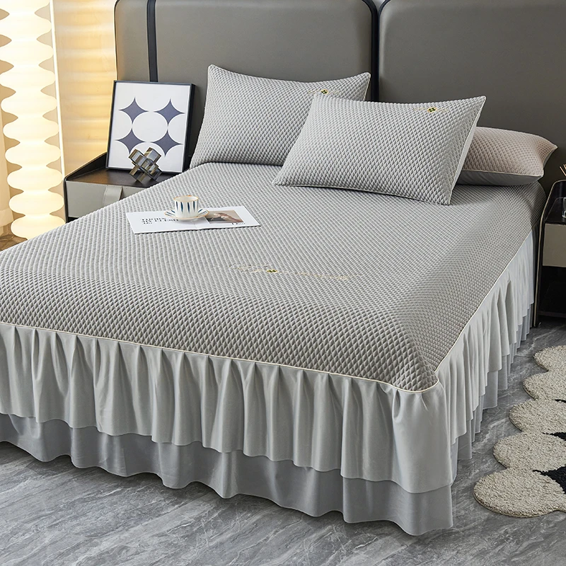 冰豆豆冰丝凉席床裙凉席三件套夏季纯色凉感空调软席子可机洗床盖