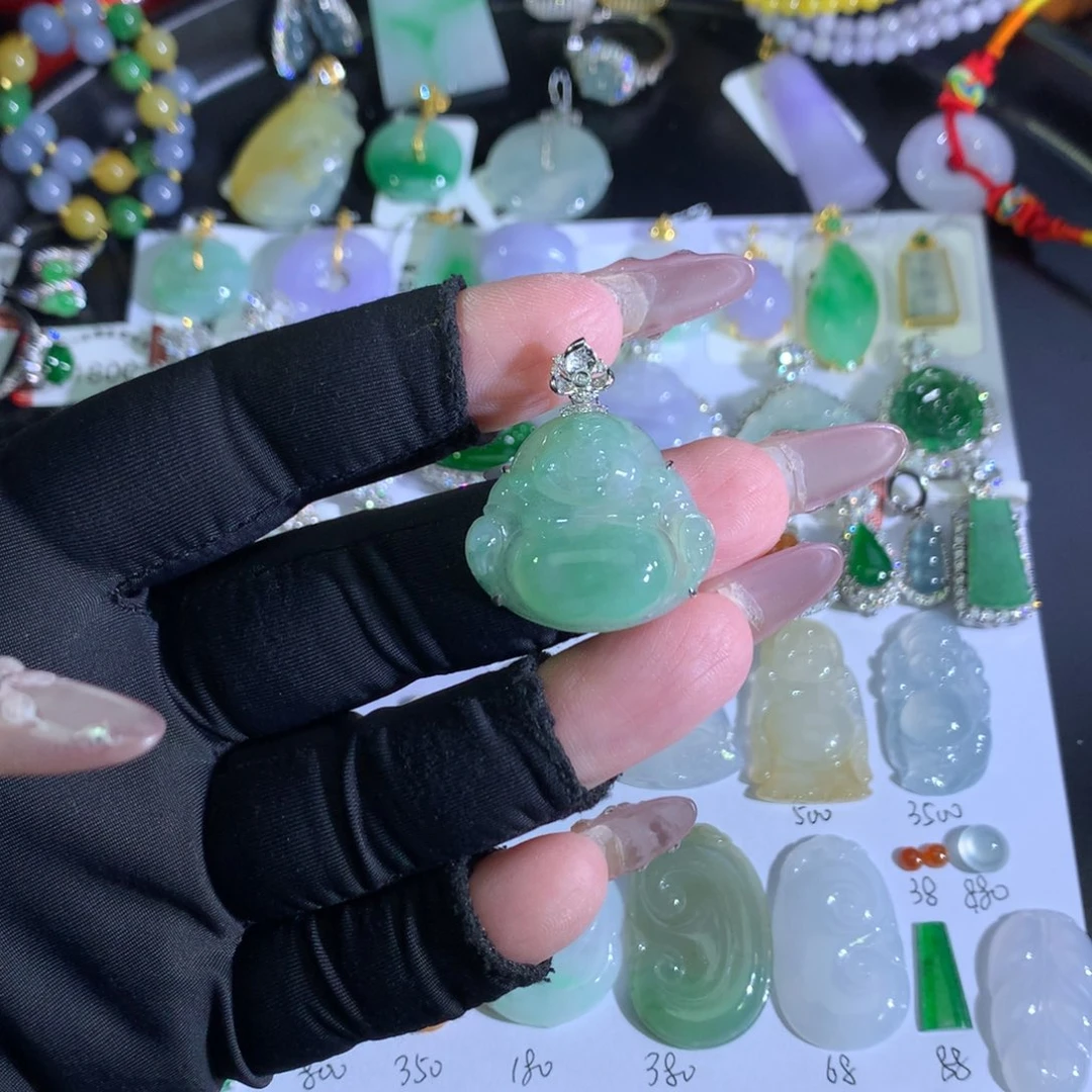 翡翠18K金镶嵌吊坠(赠链)佛公