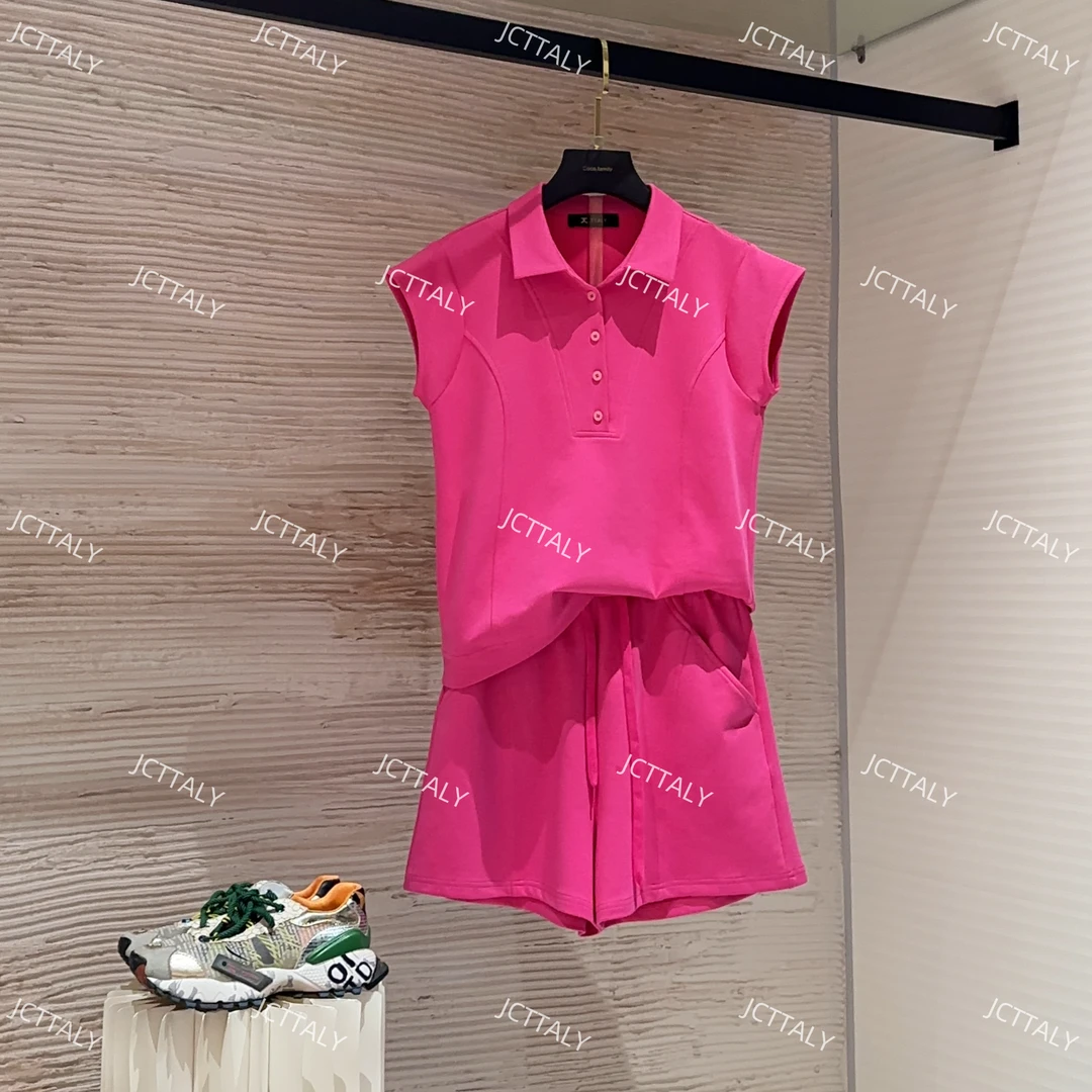 【宠粉价】夏季新款玫粉色POLO短袖套装裙两件套连衣裙裤TZ-197