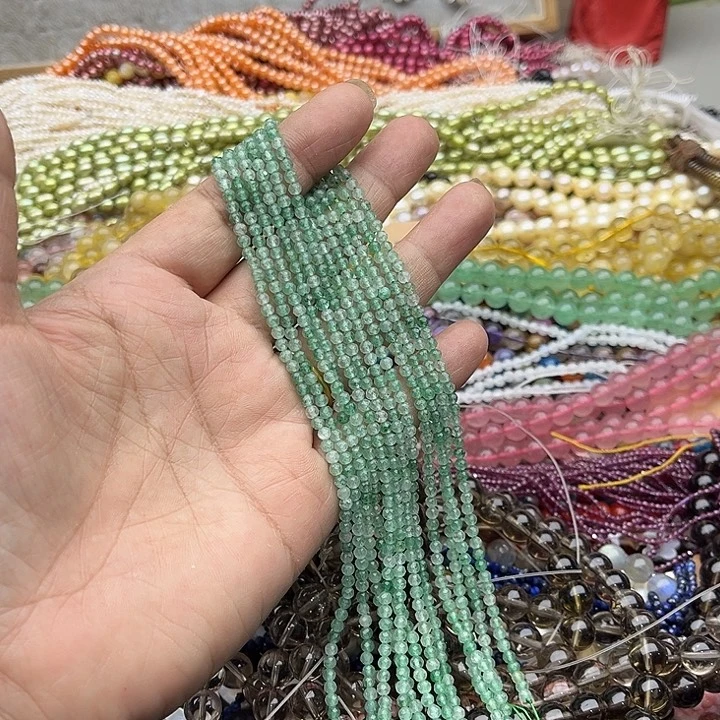 玛瑙/玉髓珠宝半成品未镶嵌一条3mm绿草莓