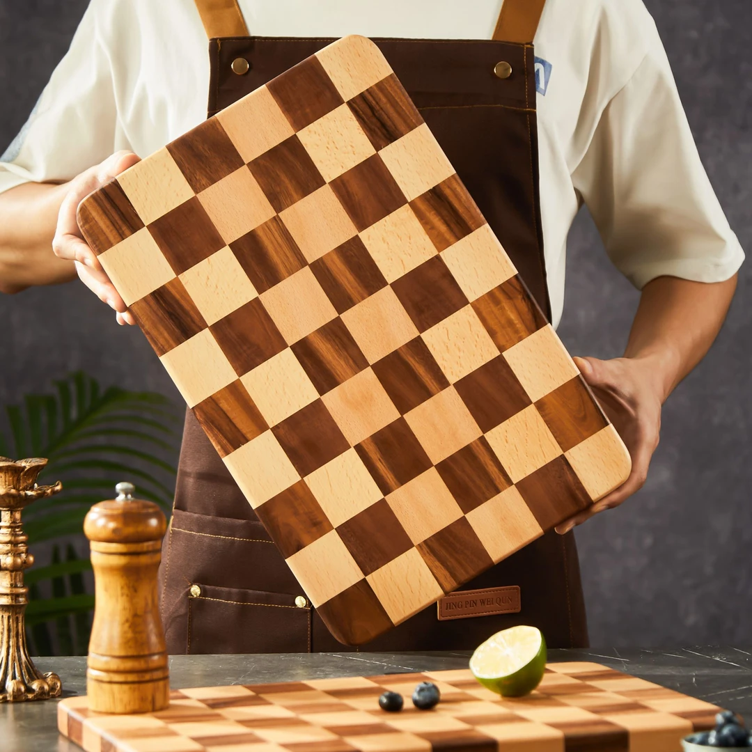 胡桃木棋盘格菜板抗菌防霉家用切菜板乌檀实木菜板砧板粘板案板