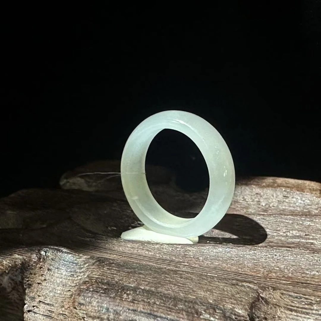 和田玉晴水百搭戒圈16号