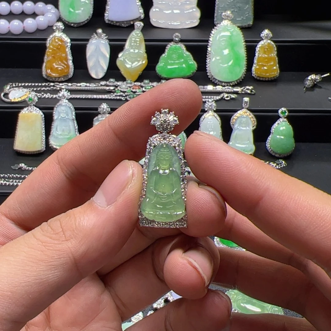 颈饰银S925镶嵌翡翠天然翡翠