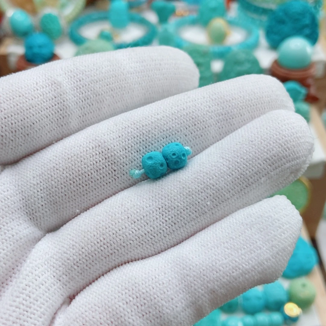 绿松石未镶嵌对珠6mm