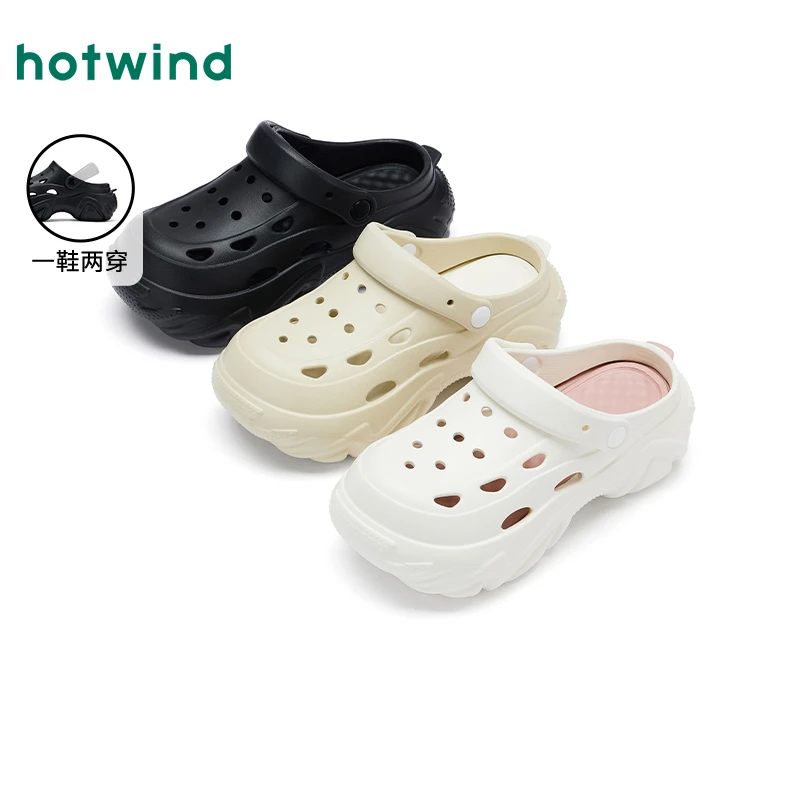 热风商场款女鞋凉鞋洞洞鞋双11返场秋冬四季保暖新款