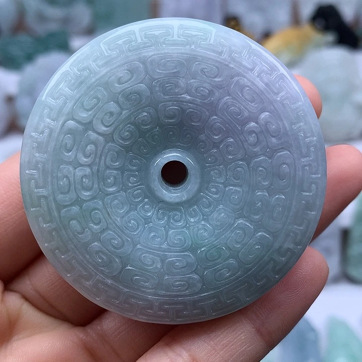 翡翠未镶嵌颈饰仿古平安扣两面工艺福利卡厚13+