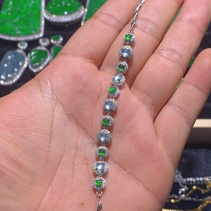 翡翠手链未镶嵌天然A货翡翠