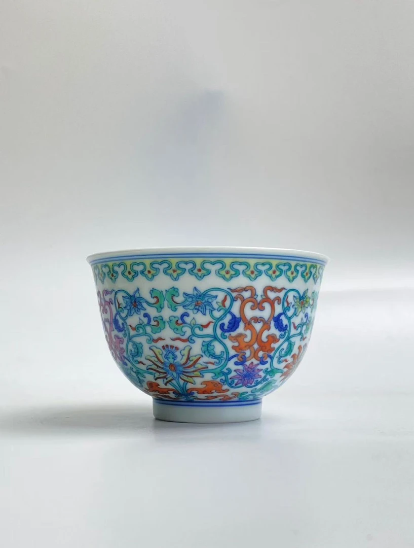 【甄一】斗彩缠枝莲单杯景德镇陶瓷手工手绘高端品茗杯