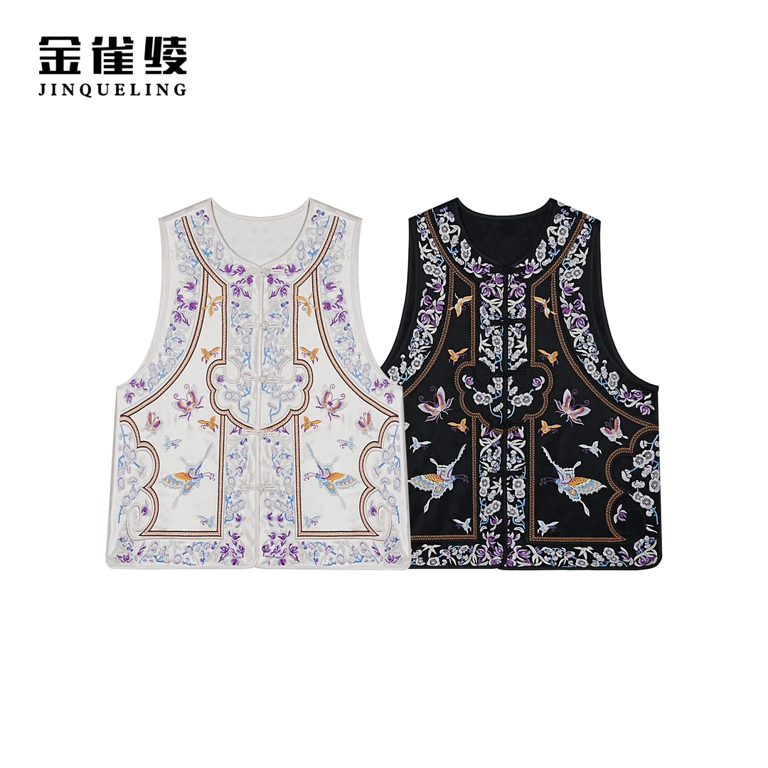 金雀绫【庄生梦蝶】新中式设计师款民族风刺绣工艺马夹SZA1T022