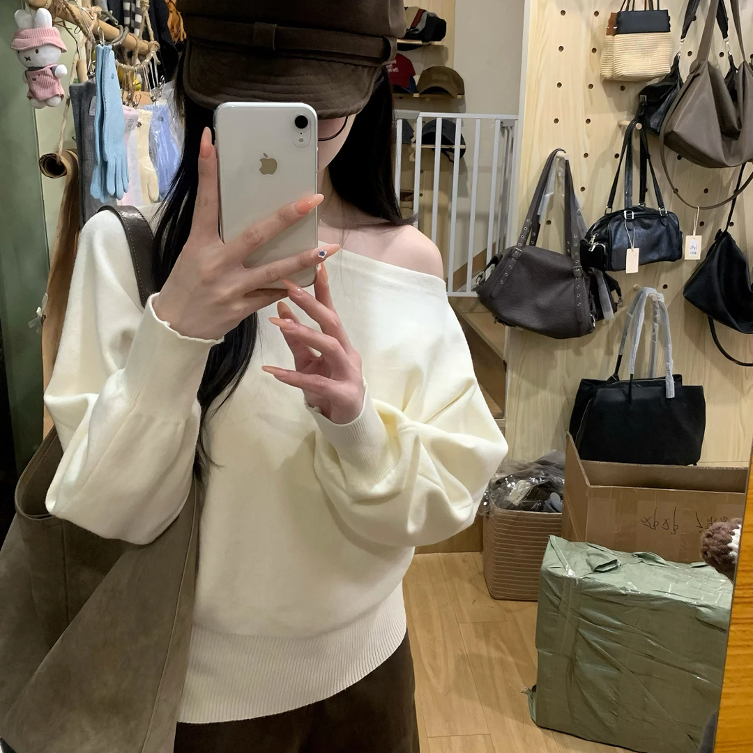 【dd】回归款爆款斜肩针织上衣推荐