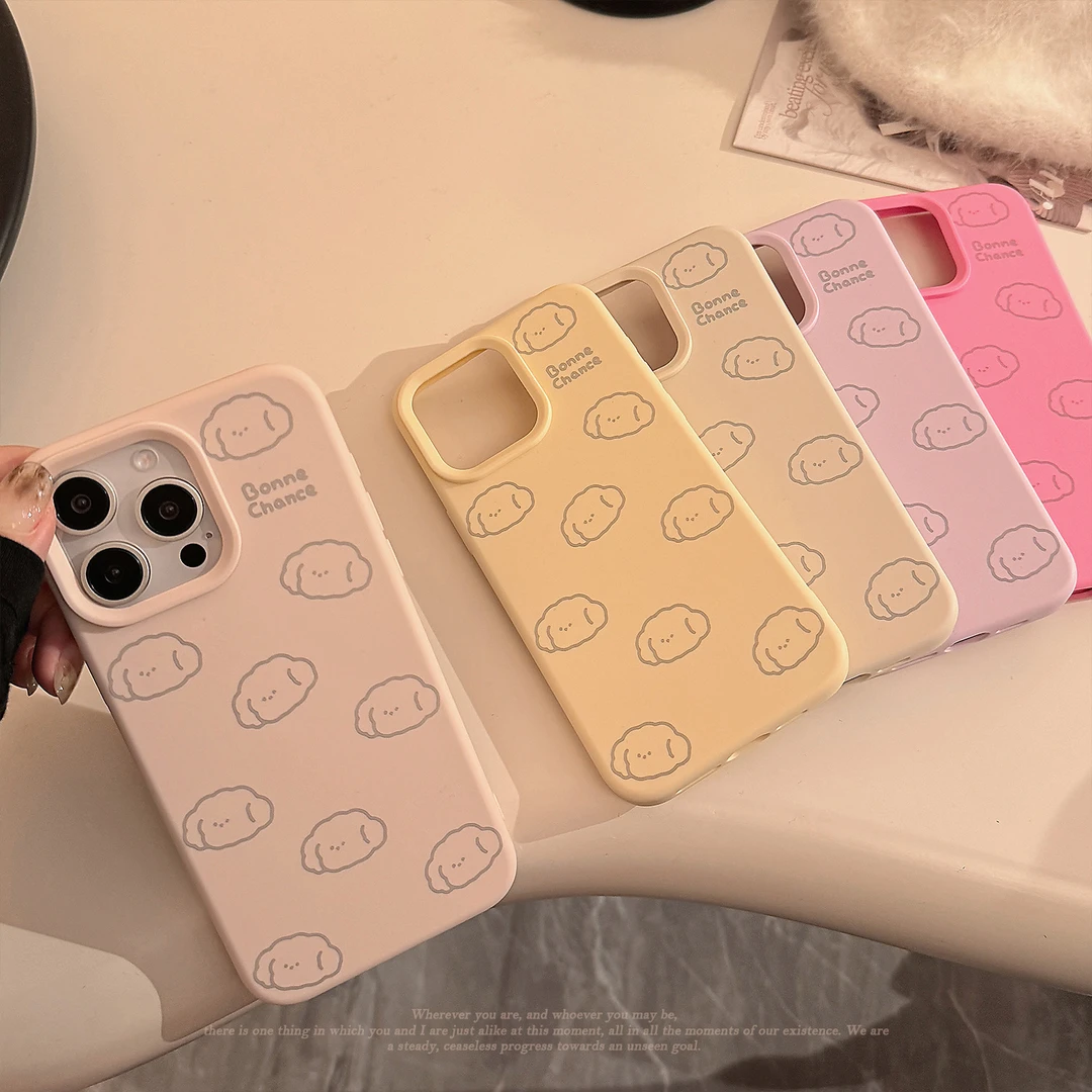 简约ins线条小狗适用iphone16手机壳15pro max软糯卡通13苹果14软