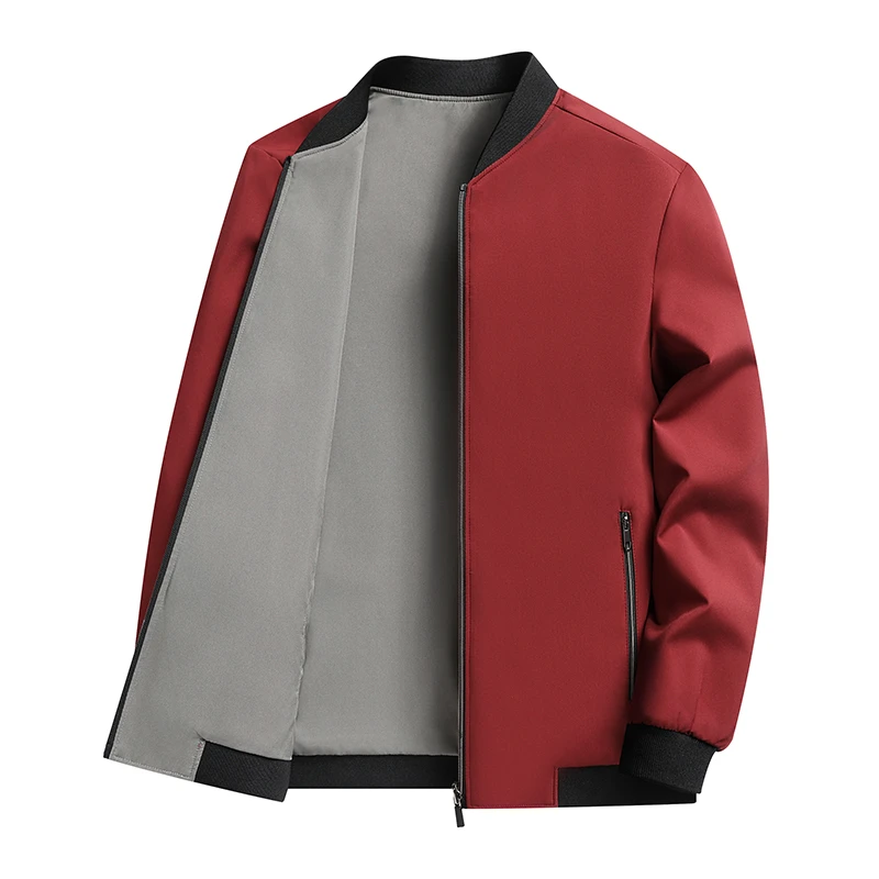 中老年两面穿外套男士新款春秋薄款休闲商务宽松棒球领夹克爸爸装