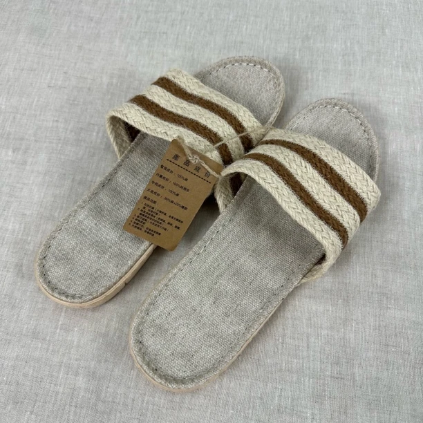 2025新款麻鞋手工亚麻编织拖鞋四季居家散步防滑透气吸汗