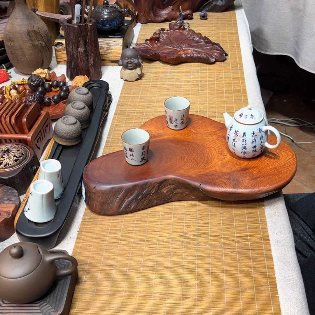 15缅甸花梨木随形底座干泡盘