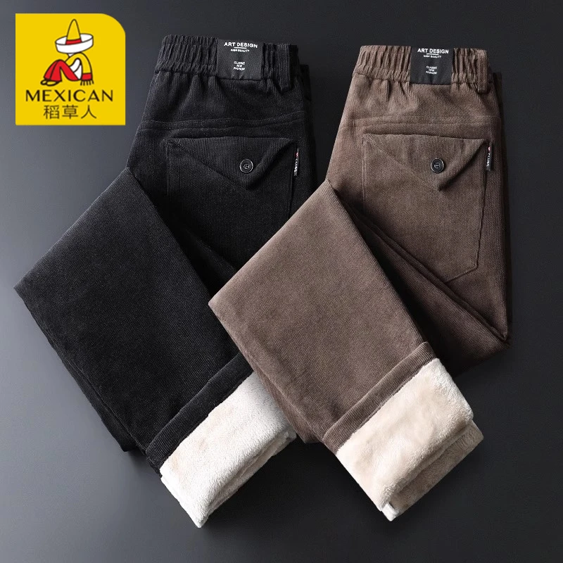 Mexican/稻草人春款休闲裤男士秋款灯芯绒加厚宽松保暖工装长裤