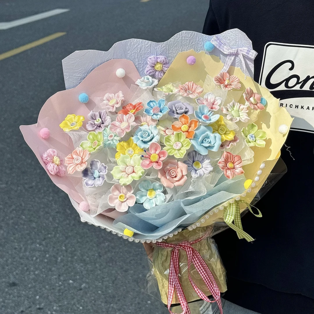 【顺丰到家】景德镇陶瓷花束生日礼物送女生闺蜜老婆创意花束永生花