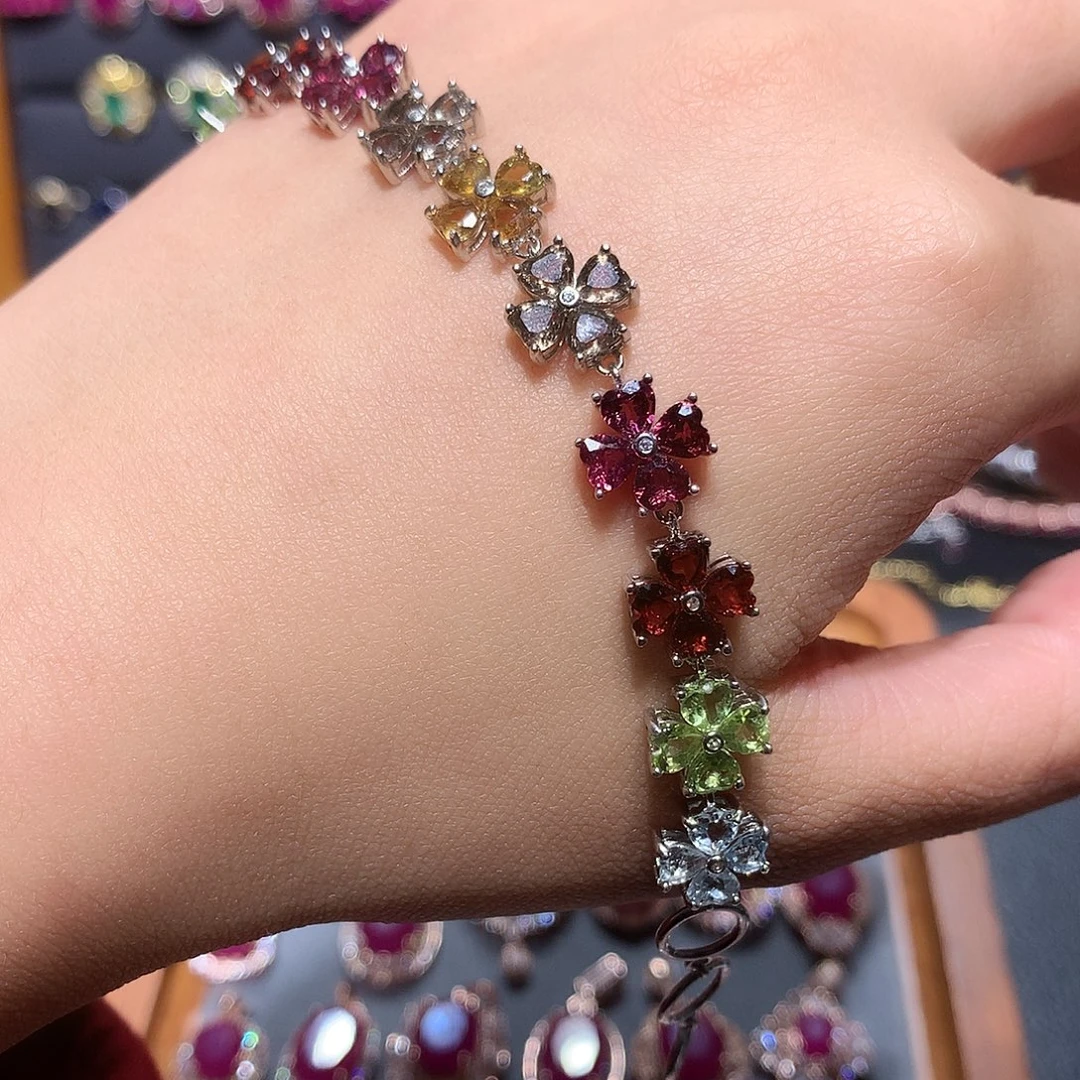 喂***喂银S925镶嵌手链碧玺