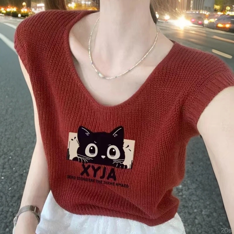 假日风清凉气质背心2025夏季韩系设计感慵懒风百搭针织T恤上衣女