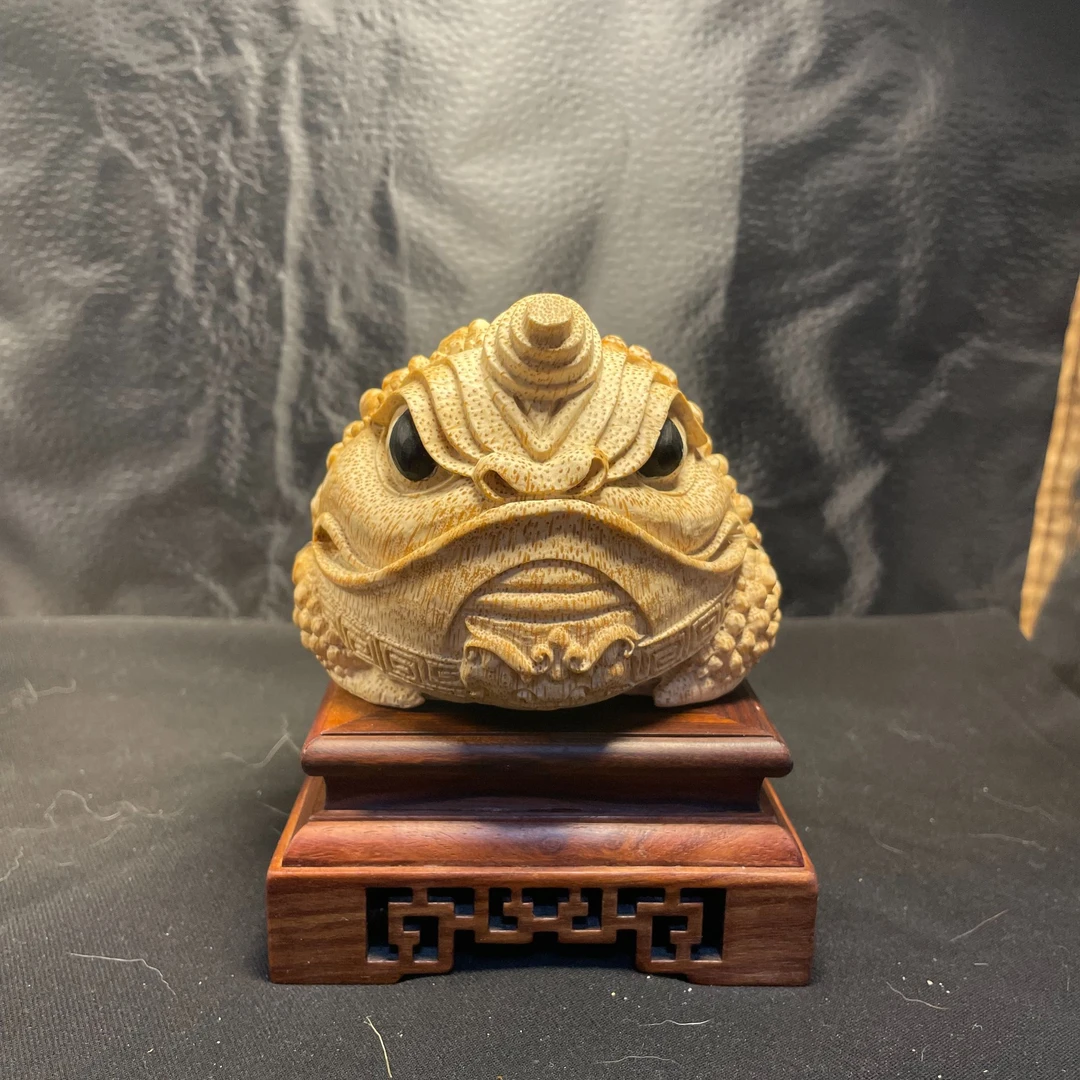 竹根雕独角恶霸金蟾手把件一物一图一拍（卡10+精工雕刻底部）