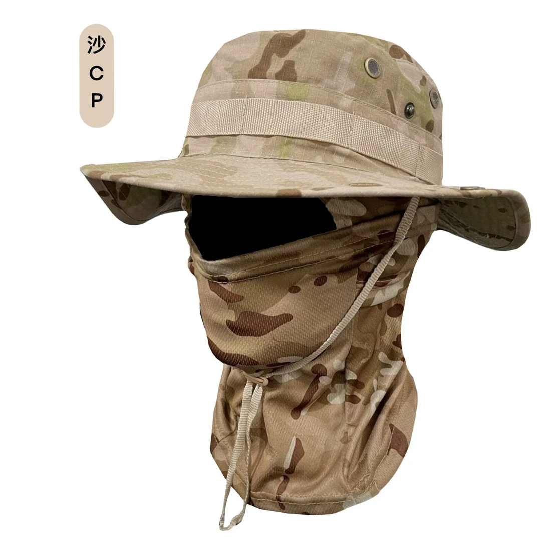 速干迷彩宽檐盆帽渔夫帽奔尼帽防紫外线太阳帽运动帽男士户外登山