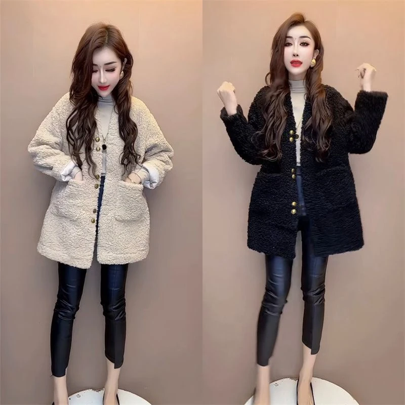 洋气绒时尚颗粒欧货2025冬季上衣外套新款洋气设计感中长款单排扣