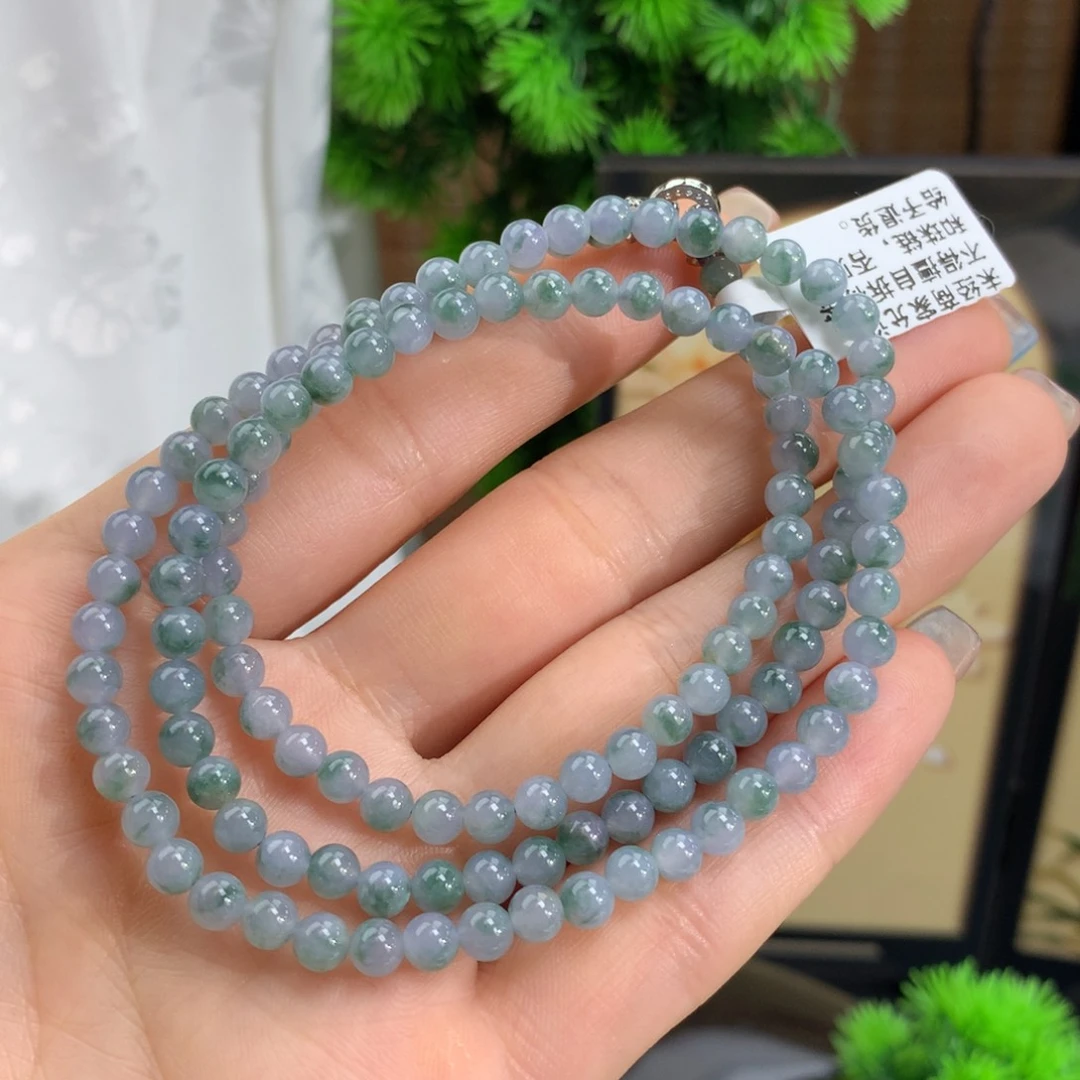 翡翠手链未镶嵌冰胶蓝紫飘花项链卡4.6m m