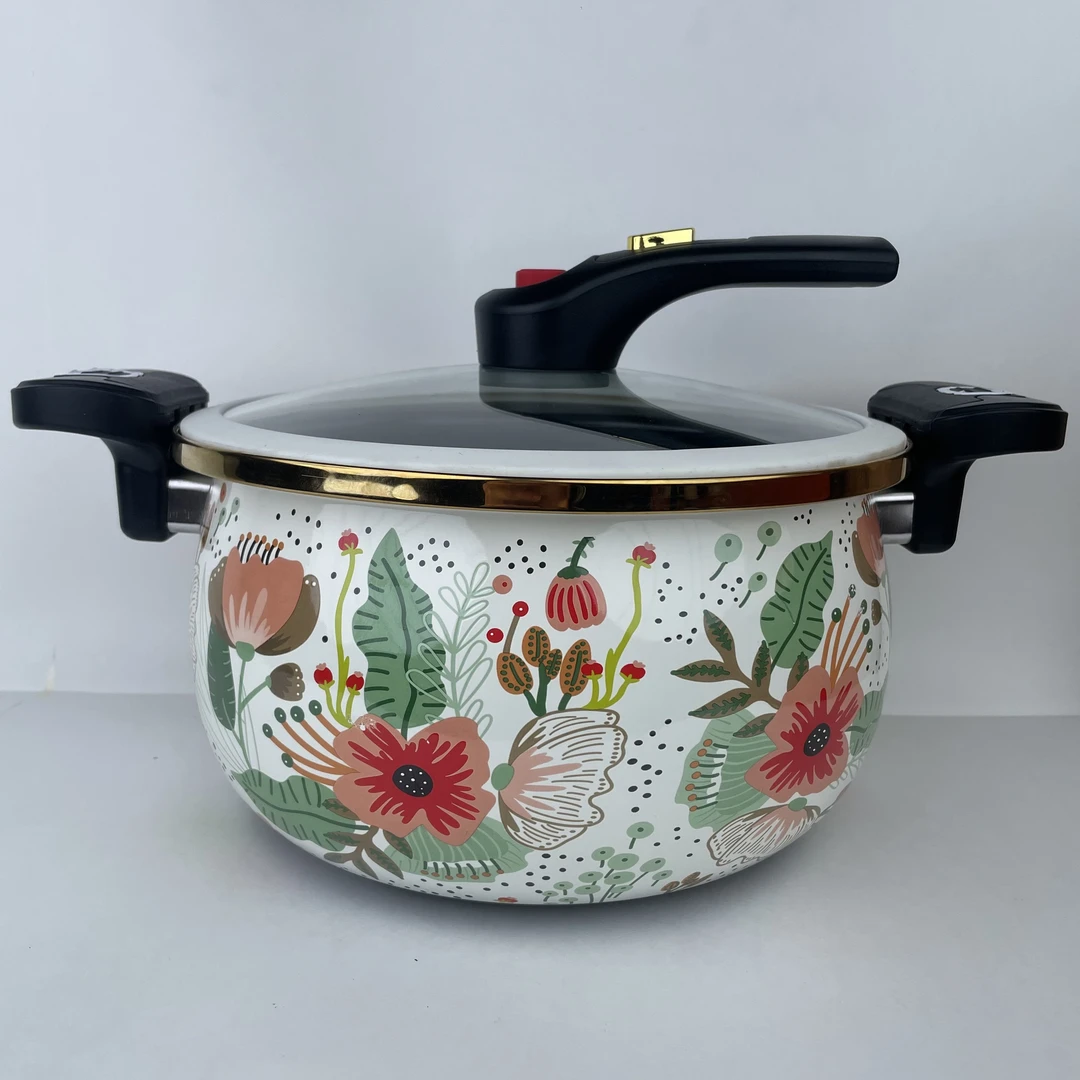 26.9cm【森花集】搪瓷珐琅微压锅煮锅汤锅炖锅