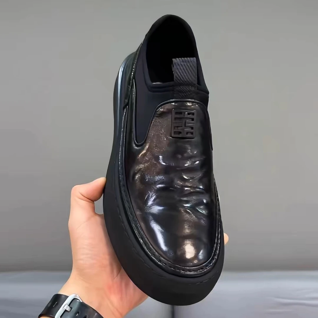 新款鞋子黑色男开车男士休闲鞋一脚蹬男鞋休闲皮鞋透气时尚百搭