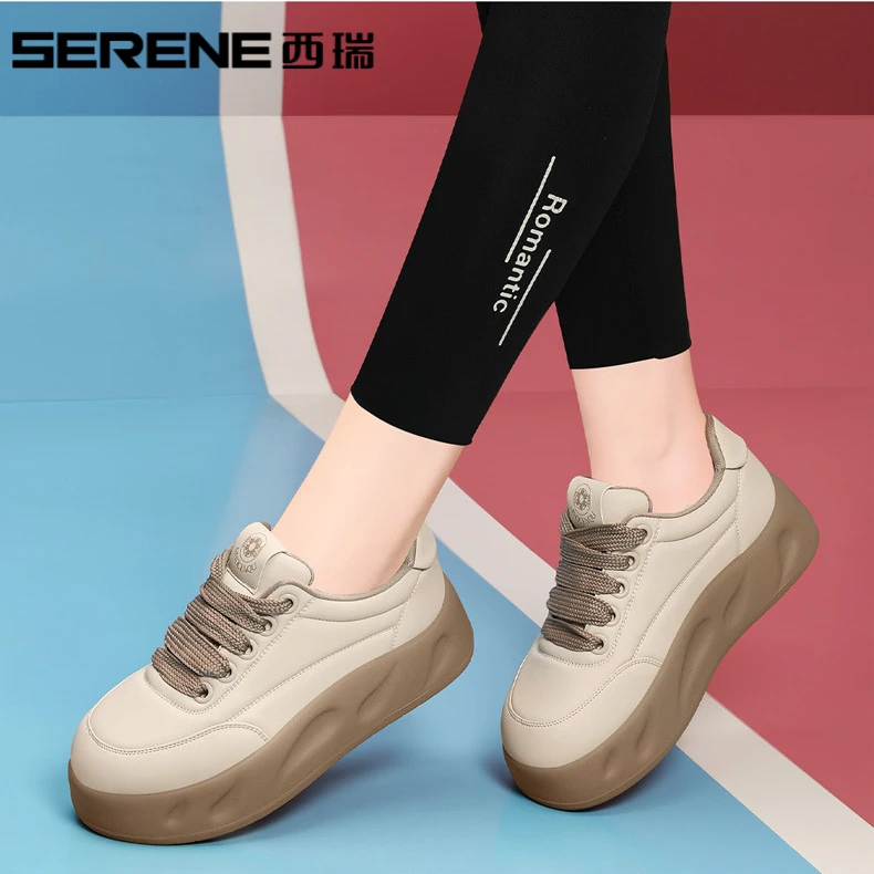 西瑞女鞋厚底休闲单鞋2025夏季新款百搭轻奢舒适运动女款