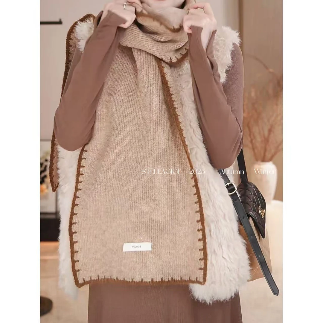 SG / 郭幂幂 AW 【秋冬】韩系锁边撞色软糯针织围巾WJ-20251687