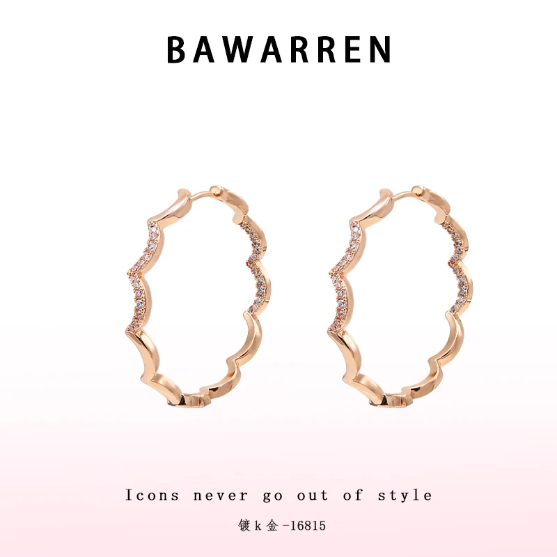 Bawarren 16815-【璀璨波纹】时尚百搭耳环气质