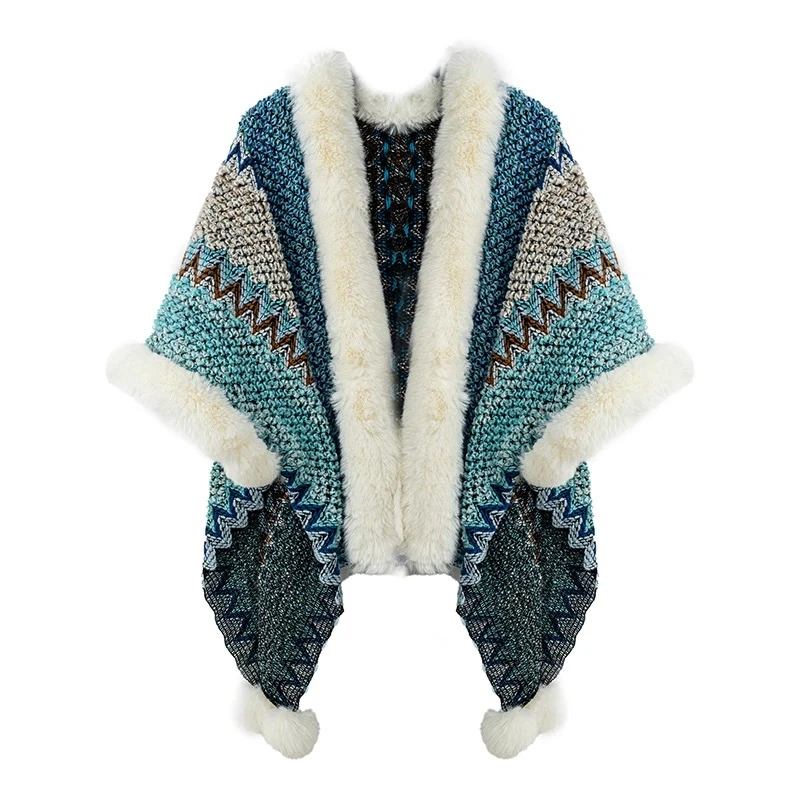 春秋冬季民族风毛毛披肩女氛围感外搭围巾达斗篷披风露营旅游穿搭