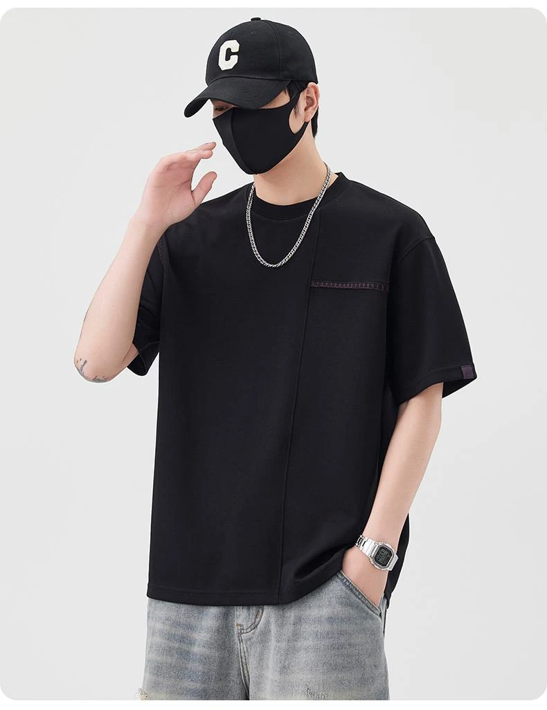 2025新款男士潮流短袖T恤夏季凉感宽松半袖设计感百搭休闲潮牌男