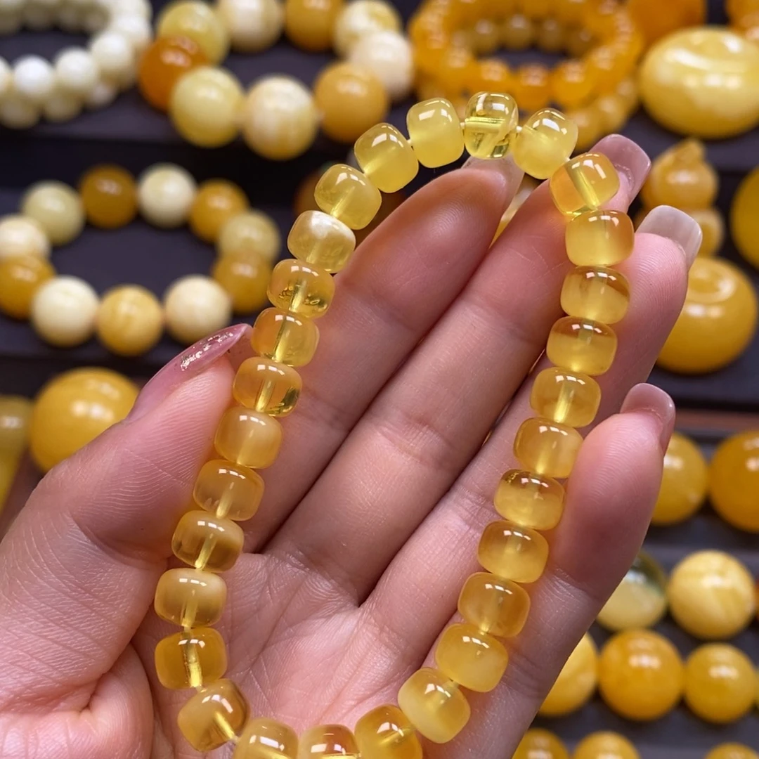 琥珀未镶嵌裸石手串