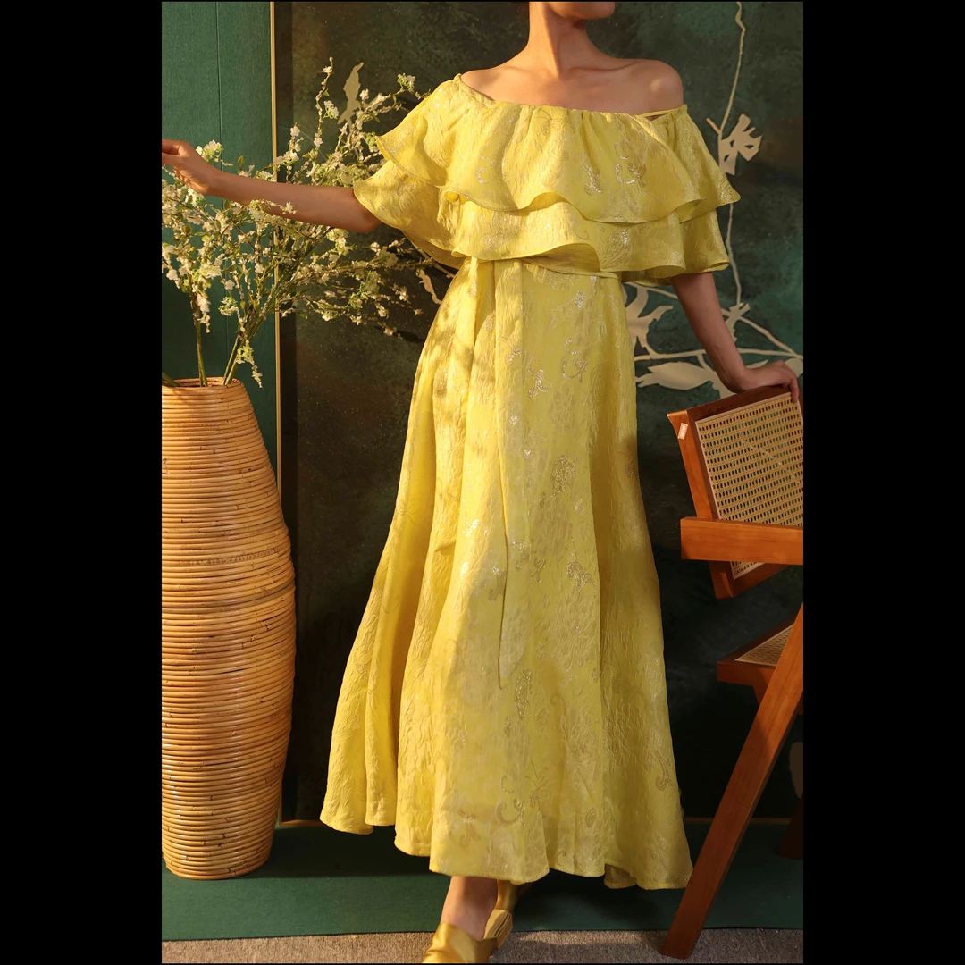 【郁金香圆舞曲】XM轻奢法式千金贵系慵懒浪漫风花苞优雅气质连衣裙