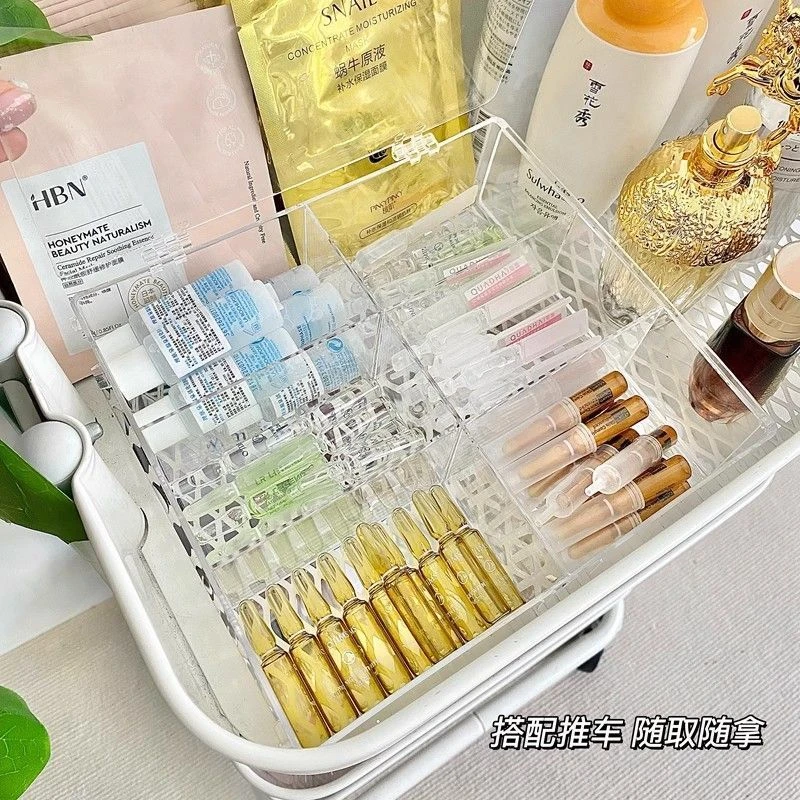 次抛精华收纳盒亚克力透明防尘化妆品香水口红小样隐形眼镜整理盒