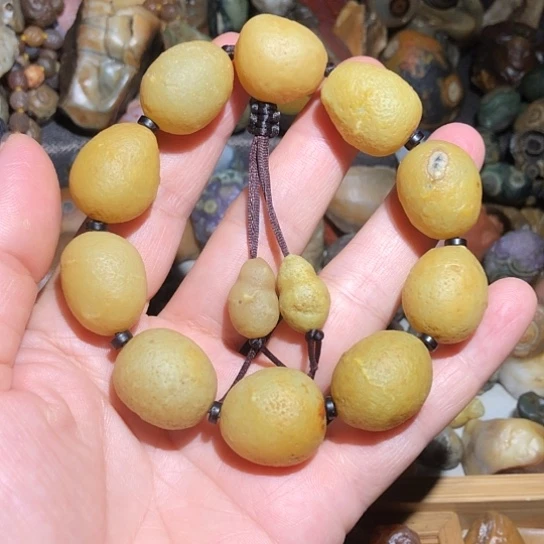 石材天然阿拉善枣皮原石手链大颗粒