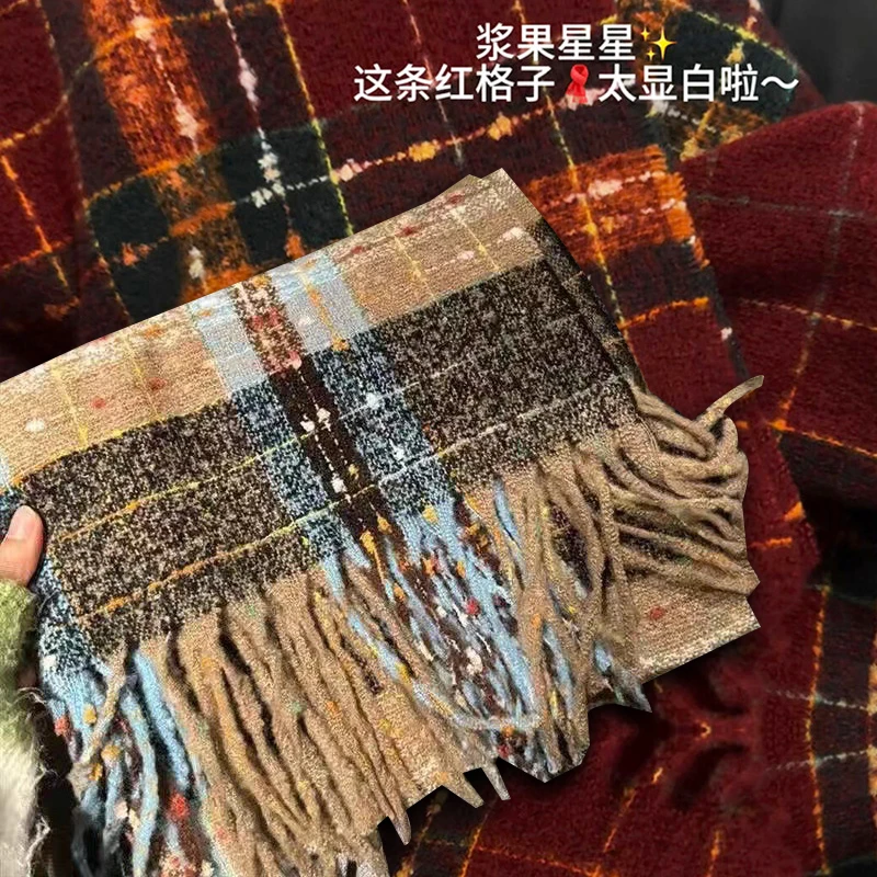 【年装围巾】女大童围巾冬季2024新款洋气初中生女孩韩版格子围脖