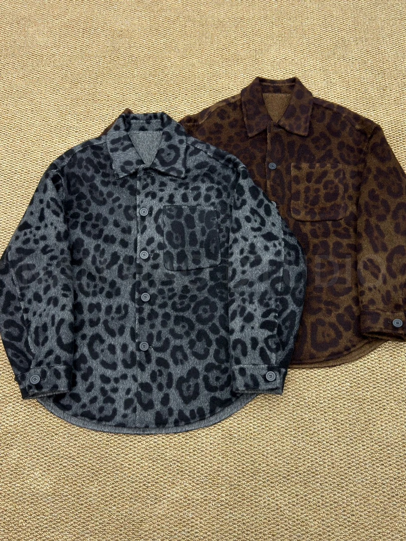 【羊毛 牦牛绒 桑蚕丝】豹纹Polo男士衬衫外套N95187