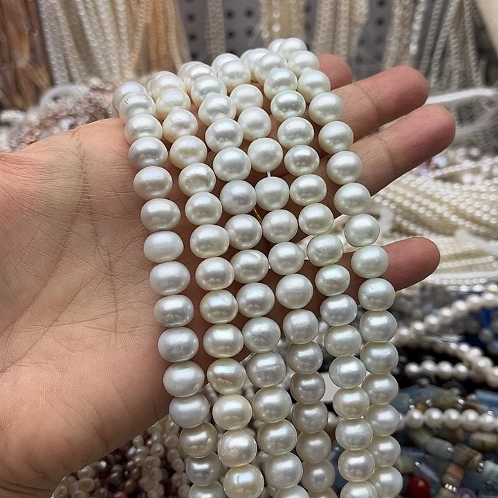 玛瑙/玉髓未镶嵌珠宝半成品半条10mm左右极光珍珠（拍2发1）