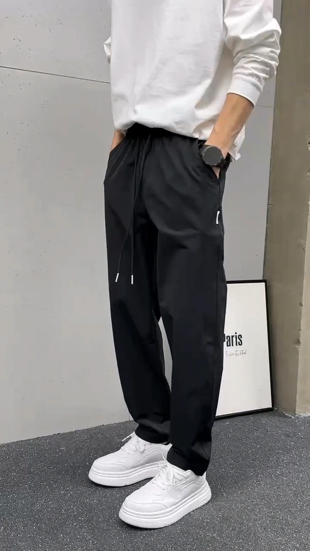 秋季通勤风免烫款休闲百搭裤宽松抽绳直筒5031裤子休闲裤