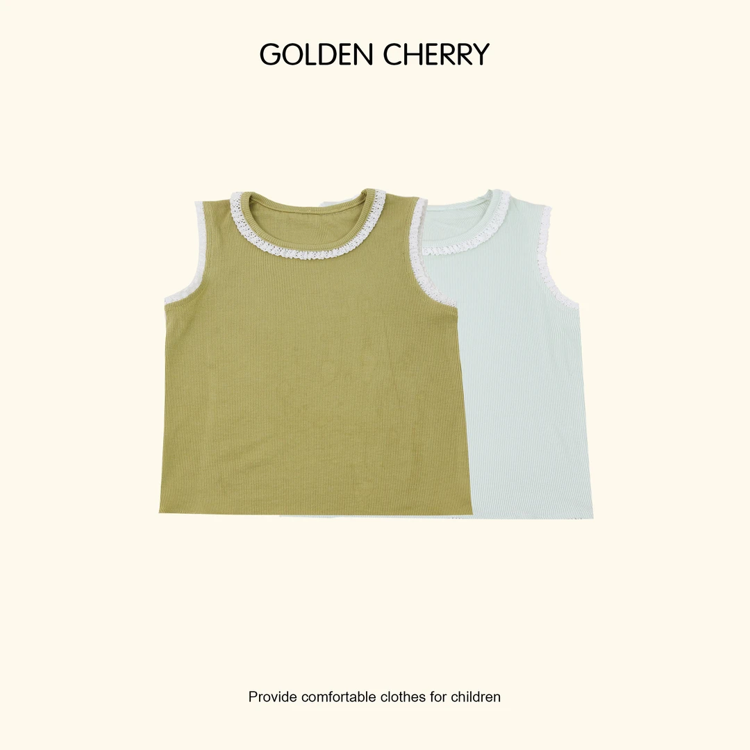 【Golden cherry】儿童蕾丝小边纯色无袖百搭背心马甲JYT2005