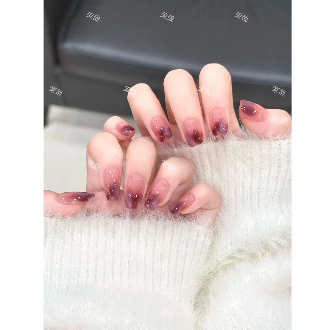 茉哉一珞【暮山黛】纯手工定制美甲拆卸穿戴甲A4684