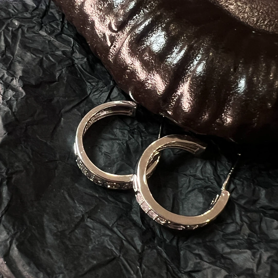 铜合金锆石耳饰 镂空锆石耳圈1051