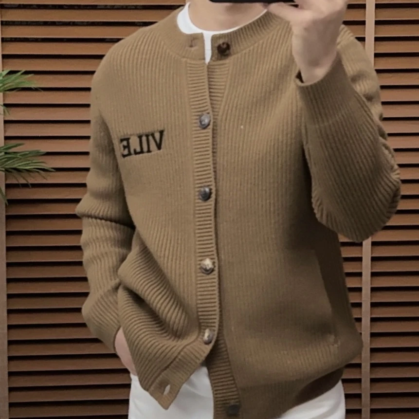 男士秋冬羊毛开衫保暖宽松常规衫长袖毛衣针织衫韩版春秋秋季针织