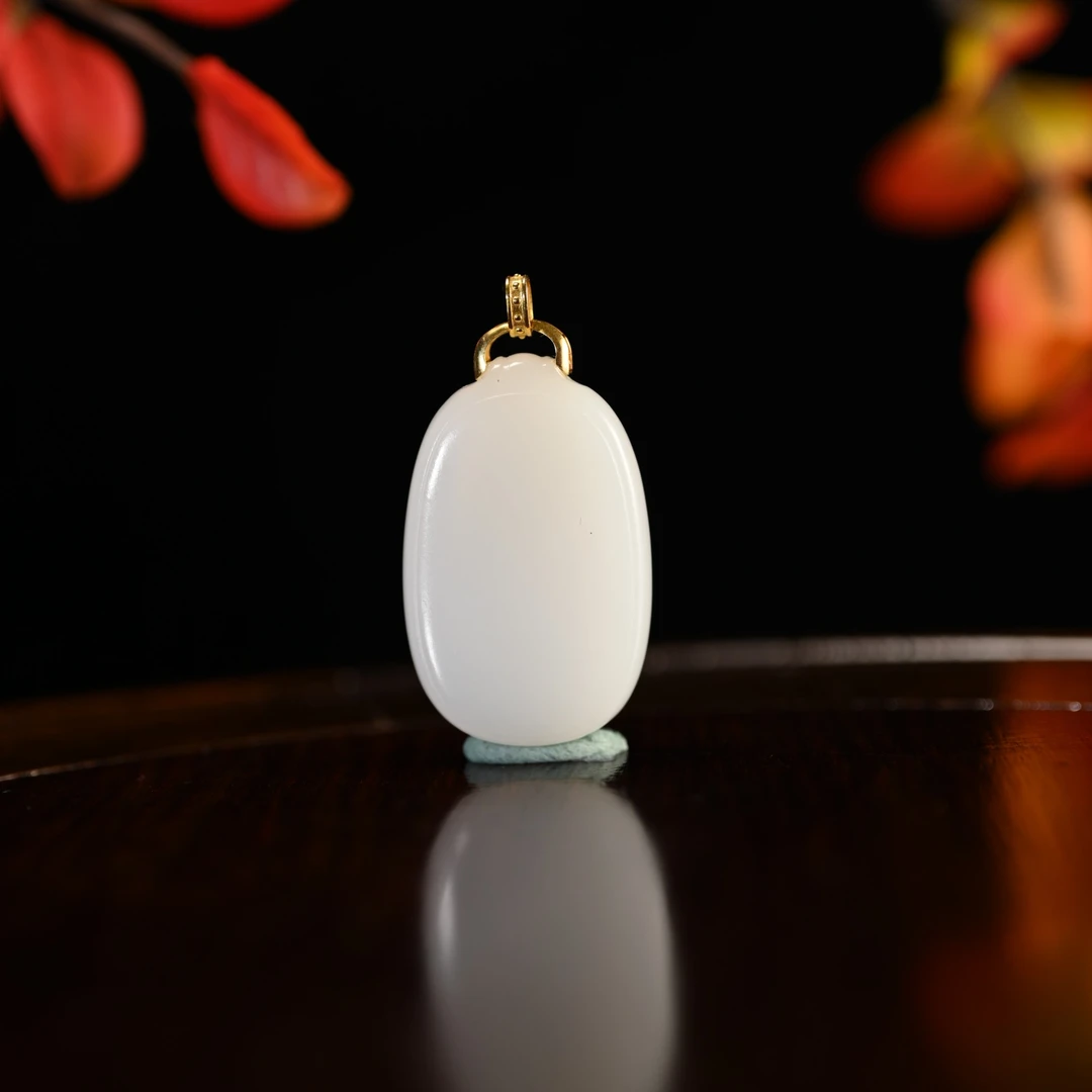 Lot8836和田玉白玉平安无事牌挂件/杭拍